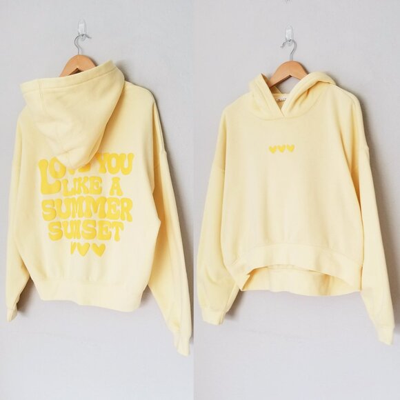 Reflex Love You Like A Summer Sunset Hoodie Sweatshirt L Butter Yellow Fleece - Picture 15 of 15